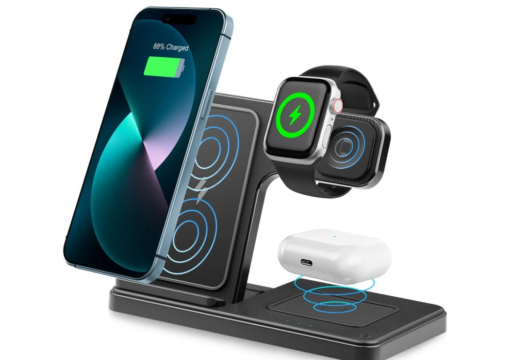 3 In 1 Magnetic Wireless Charger Stand 15W Fast Charging Dock Station Multiple Devices